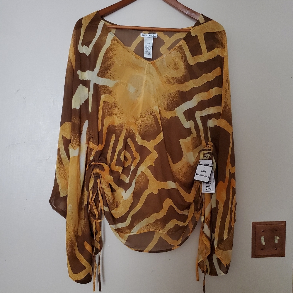 NWT Kaelyn Max Sheer Shirt Blouse Top S